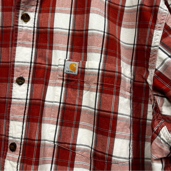Carhartt Relaxed Fit Red Plaid Button-Up Shirt Size XL - Picture 3 of 12